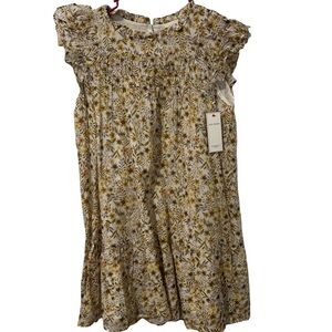 Size XS Aura Floral Mini Dress - Cream and Gold